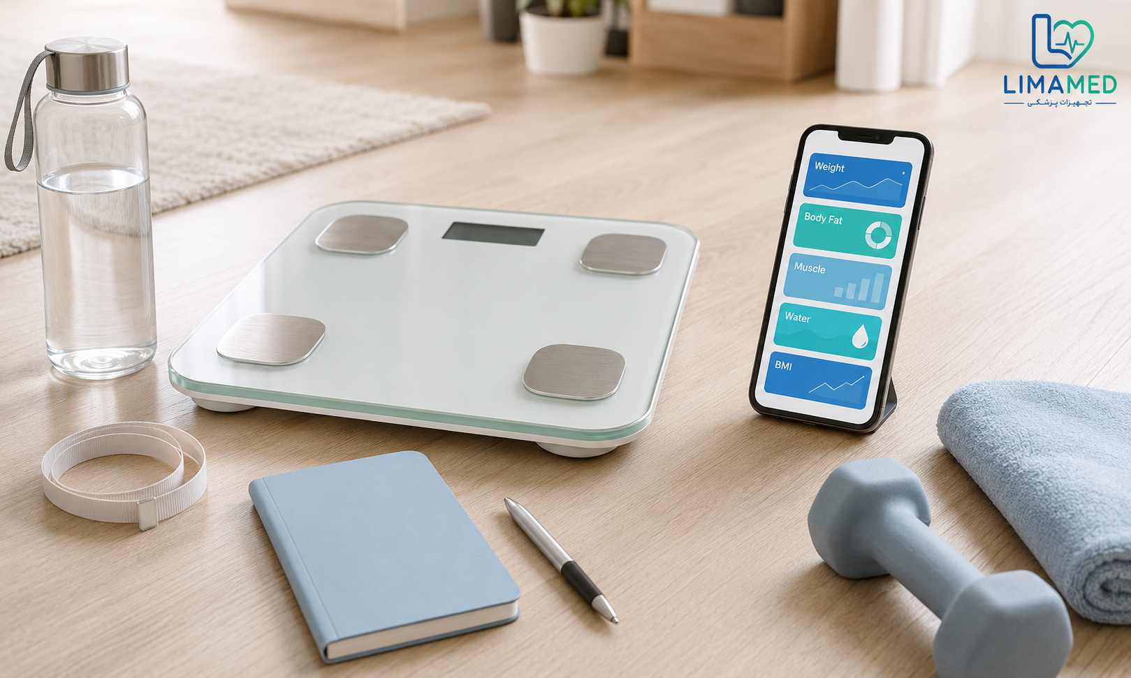 شاخصهای وزن چربی عضله آب بدن و BMI در ترازو تشخیصی