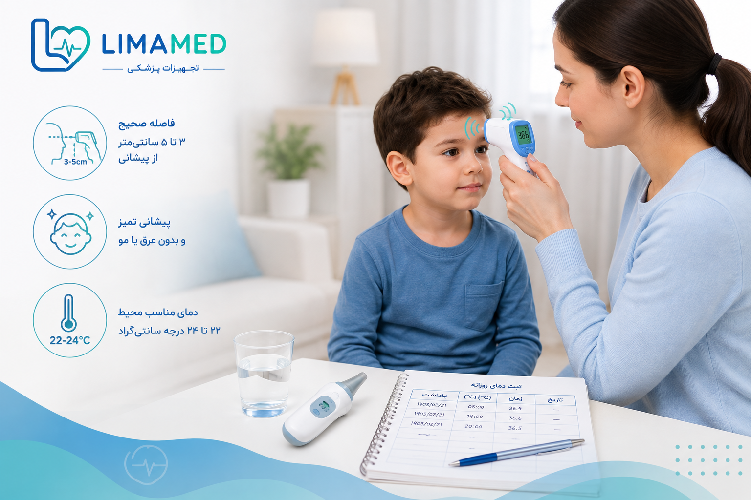روش صحیح اندازه گیری دمای بدن با تب سنج دیجیتال بدون تماس